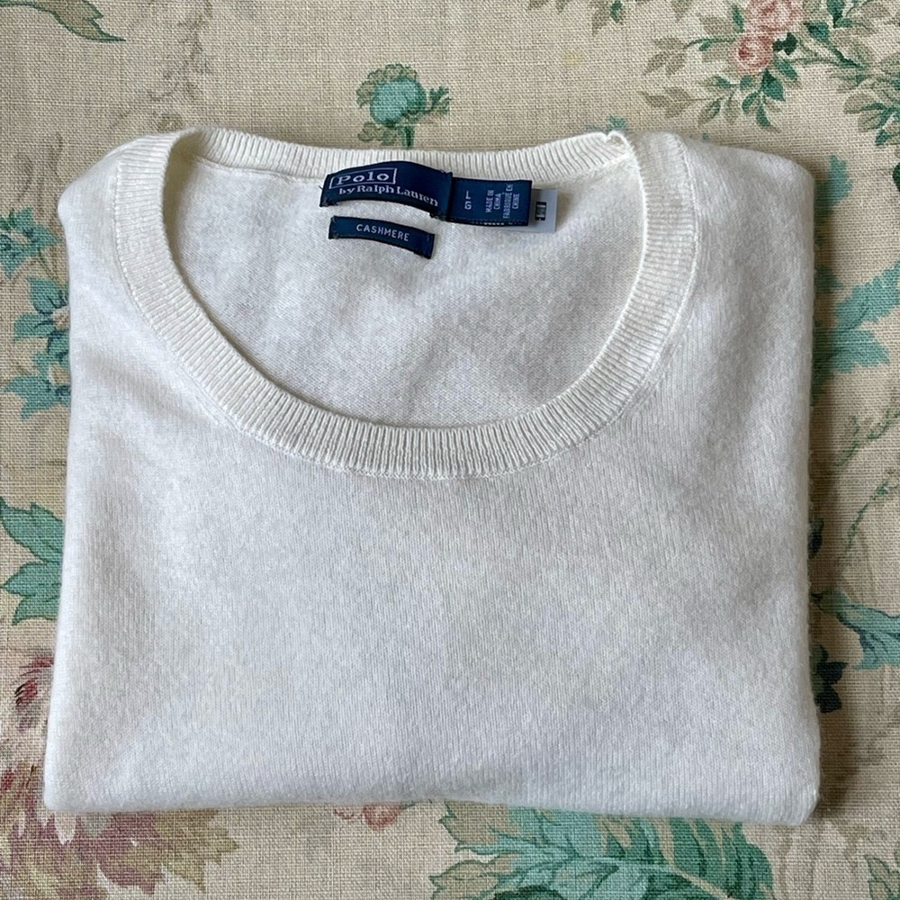 Polo Ralph Lauren Cashmere Short Sleeve Sweater L Ivory